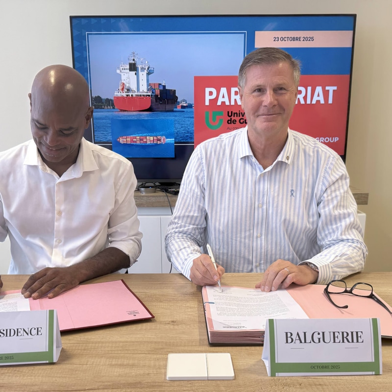 Signature du partenariat entre l’Université de Guyane et Balguerie pour la nouvelle formation en logistique.