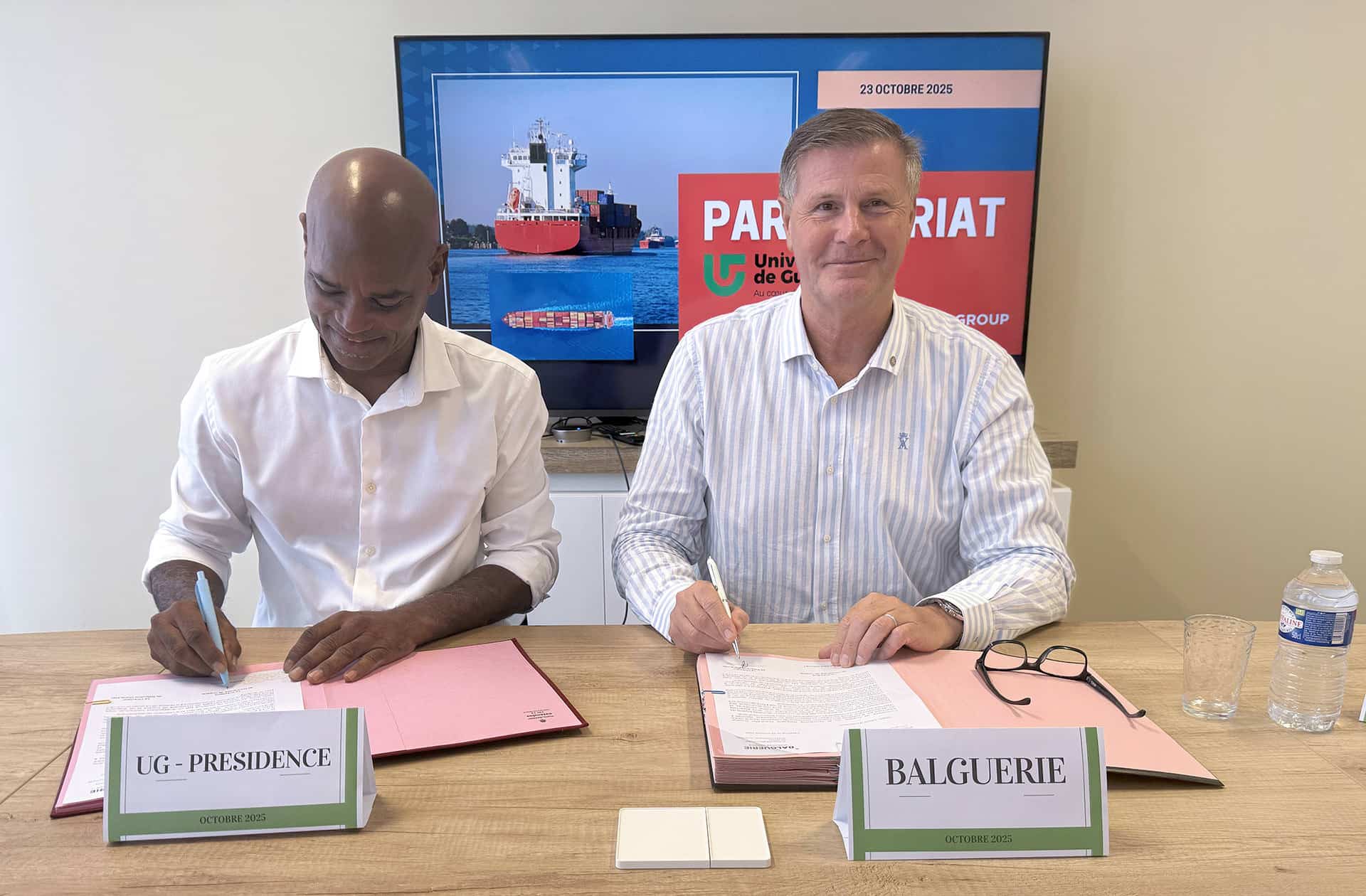Signature du partenariat entre l’Université de Guyane et Balguerie pour la nouvelle formation en logistique.