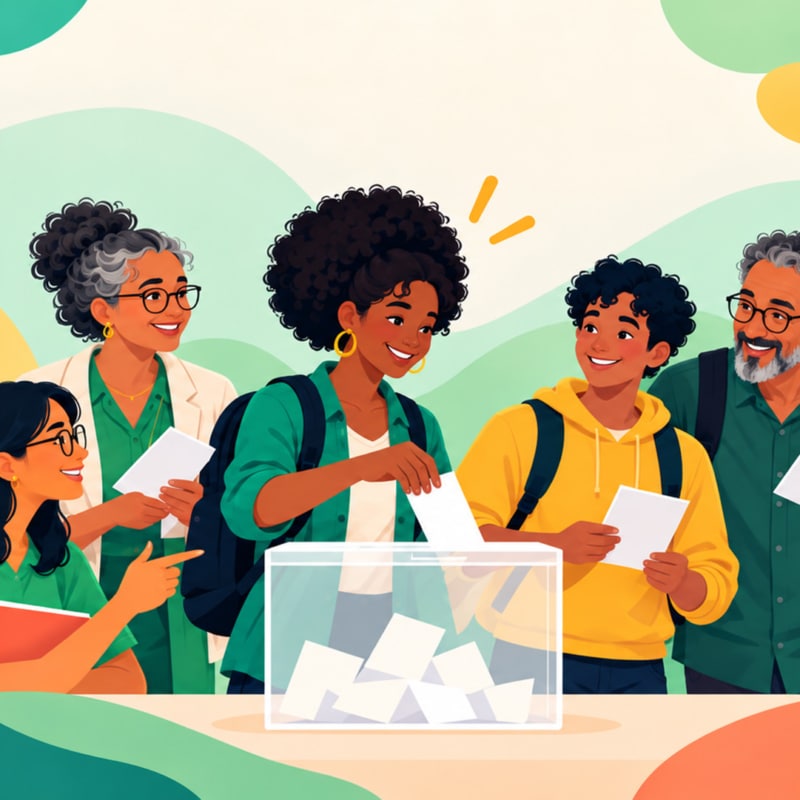 Élections des conseils centraux de l’Université de Guyane : étudiants et personnels votant autour d’une urne.